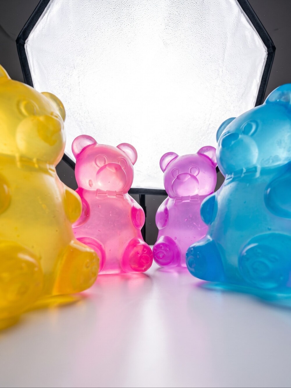 Gummy Bear Squishy Sensory Toy - Assorted Pink, Yellow, Purple, Blue